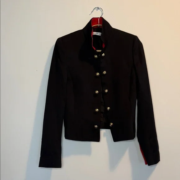Mango Black Blazer with Red Trim and Gold Buttons - Picture 1 of 6